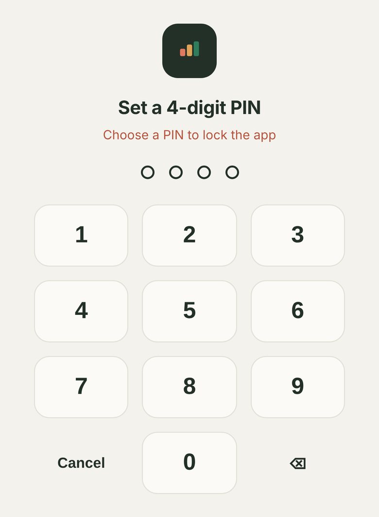 The Set a 4-digit PIN screen with a number pad